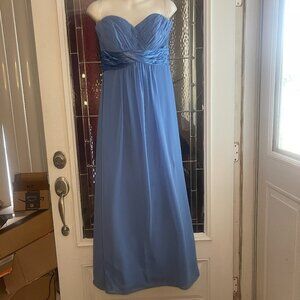 Bill Levkoff Wedding Formal Cocktail Party Maxi Strapless Dress LT Blue Sz 6